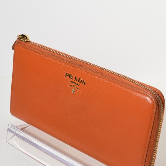 Prada Wallet Saffiano Leather Orange with Box - Picture 3 of 16
